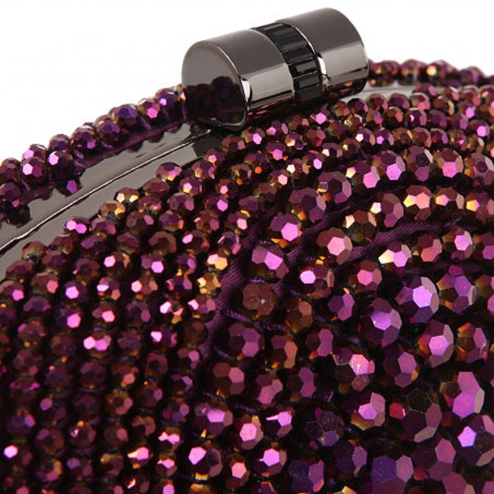💥GLAM & SEXY!💥VINTAGE Caché Luxurious Sparkly Aubergine Purple Crystal Clutch - Picture 4 of 15